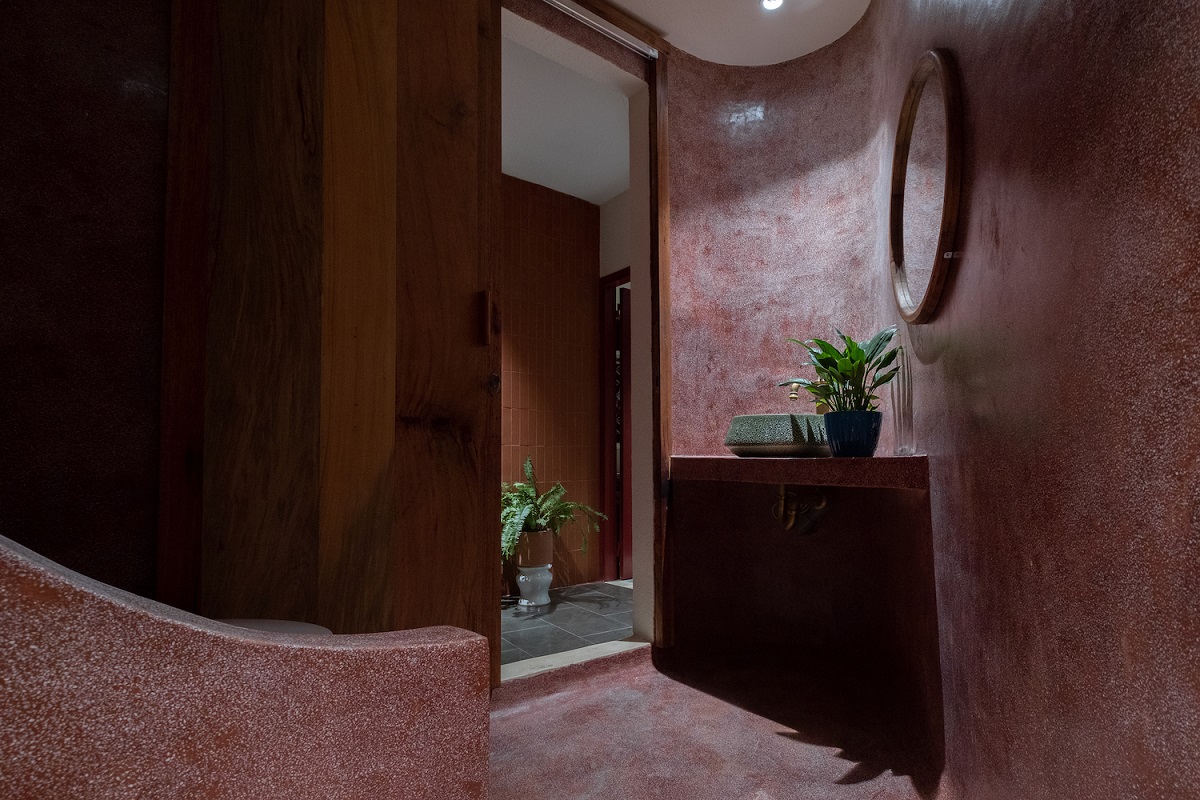 Phòng tắm hoàn thiện đồng bộ bằng chất liệu đá mài terrazo thủ công